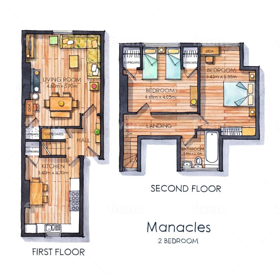 Manacles - Spacious Flat Near Beach With Sea Views & Parking 팰머스 외부 사진